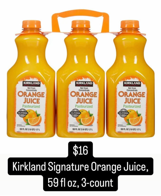 Kirkland Signature Orange Juice, 59 fl oz, 3-count