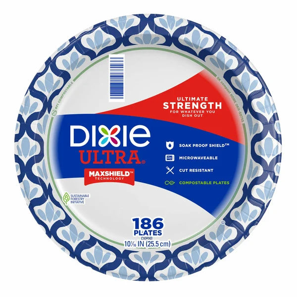 Plato de papel Dixie Ultra de 10-1/16", 186 unidades