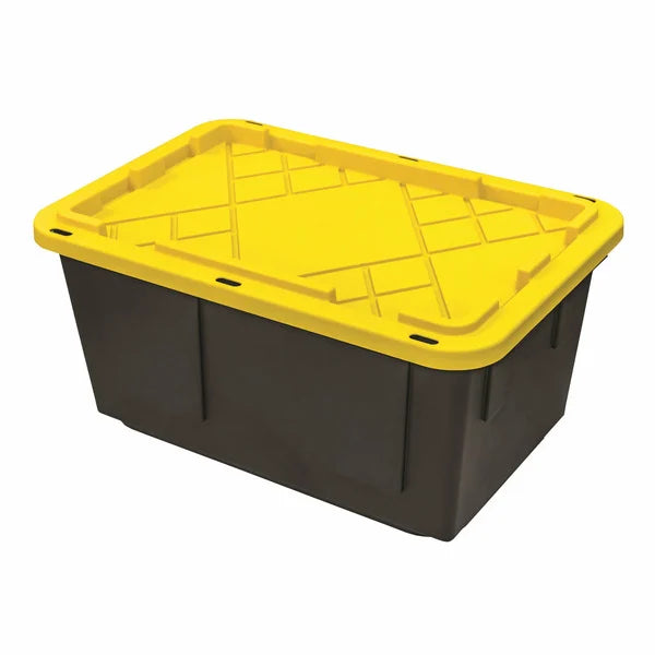 Greenmade Storage Bin with Lid, 27 Gallon, Black and Yellow