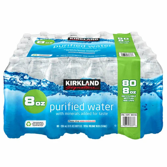 Agua purificada Kirkland Signature, 8 fl oz, 80 unidades