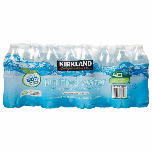 Agua potable purificada Kirkland Signature, 16,9 fl oz, 40 unidades