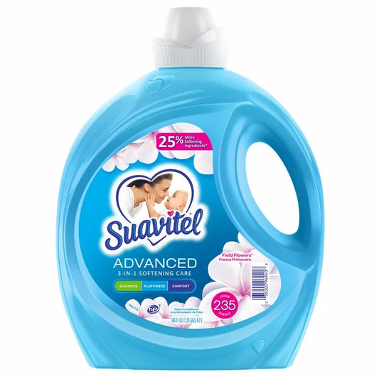 Suavitel Advanced Suavizante líquido para telas, flores silvestres, 235 cargas, 160 fl oz