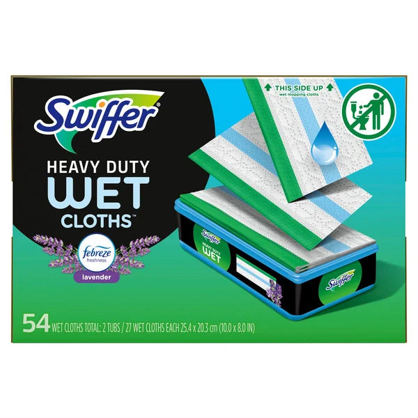 Paños húmedos para trabajo pesado Swiffer Sweeper, lavanda, 54 unidades