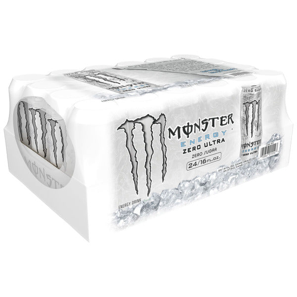 Bebida energética Monster, Zero Ultra, 16 onzas líquidas, 24 unidades