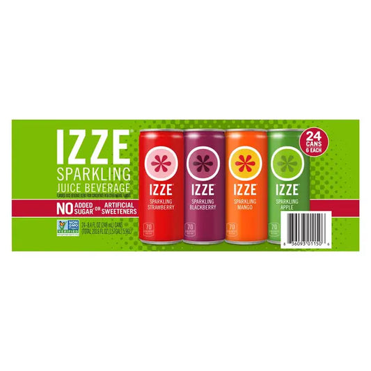 IZZE, Bebida de jugo con gas, paquete variado, 8,4 fl oz, 24 unidades