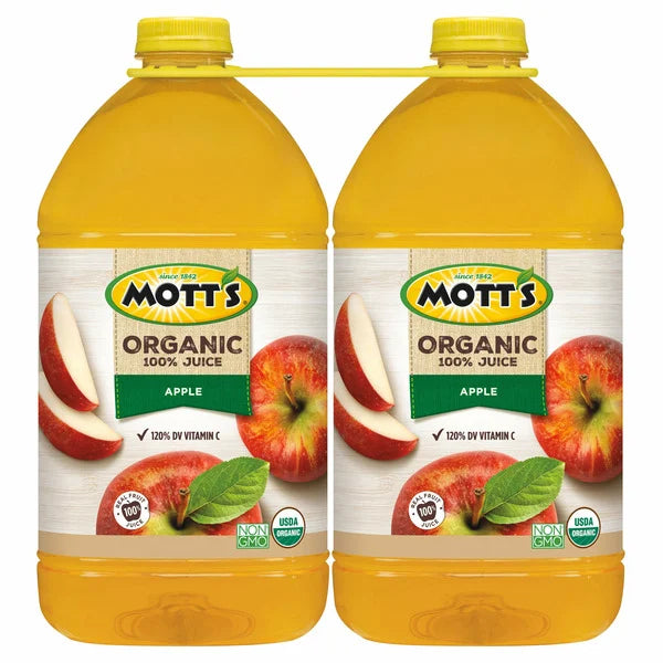 Jugo de manzana 100 % orgánico de Mott, 1 galón, 2 unidades