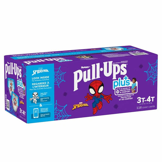 Pañales Huggies Pull-Ups Plus para niños y niñas, tallas 3 a 4 años, 116 unidades