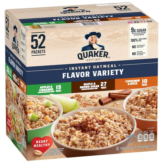 Avena instantánea Quaker, paquete variado, 1,51 oz, 52 unidades