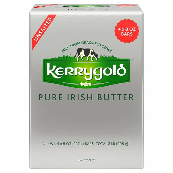 Mantequilla irlandesa pura Kerrygold, sin sal, 8 oz, 4 unidades