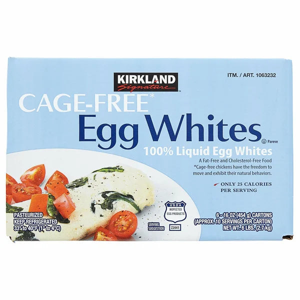 Claras de huevo líquidas Kirkland Signature, de gallinas de corral, 16 oz, 6 unidades