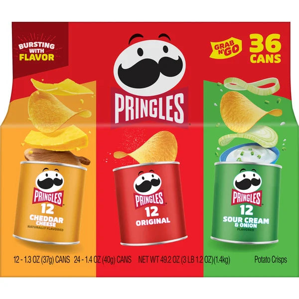 Patatas fritas Pringles Grab &amp; Go, variedad, 36 unidades