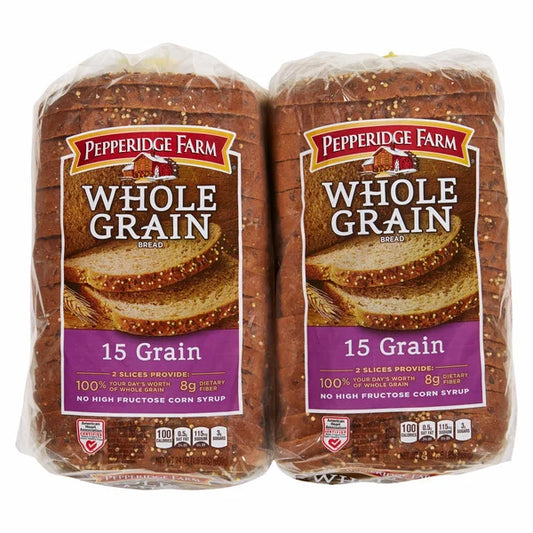 Pan integral de 15 granos de Pepperidge Farm, 24 oz, 2 unidades