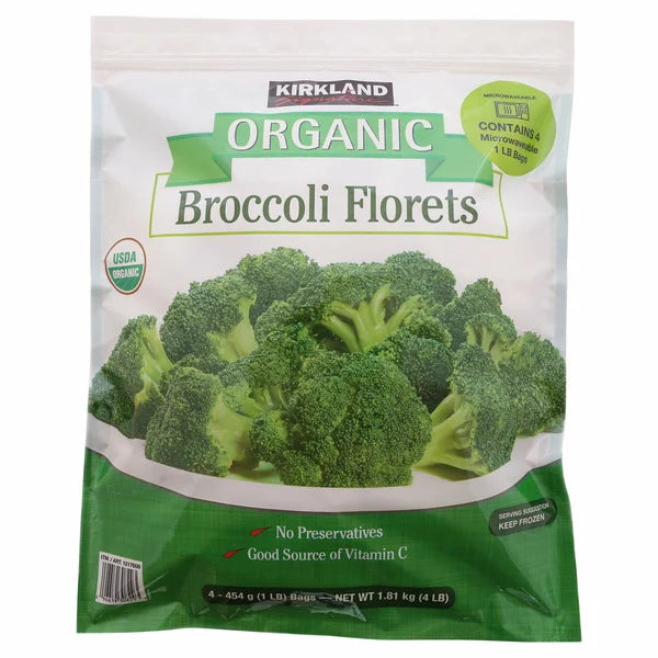 Kirkland Signature Organic Broccoli Florets, 1 lb, 4-count