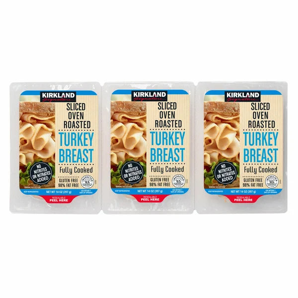 Kirkland Signature Oven Roasted Turkey Breast, Sliced, 14 oz, 3-count