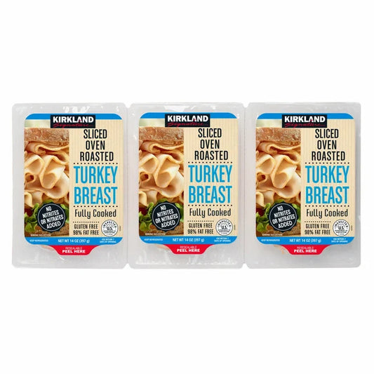 Kirkland Signature Oven Roasted Turkey Breast, Sliced, 14 oz, 3-count