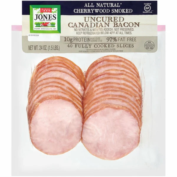 Jones Dairy Farm, Uncured Canadian Bacon, 40 count