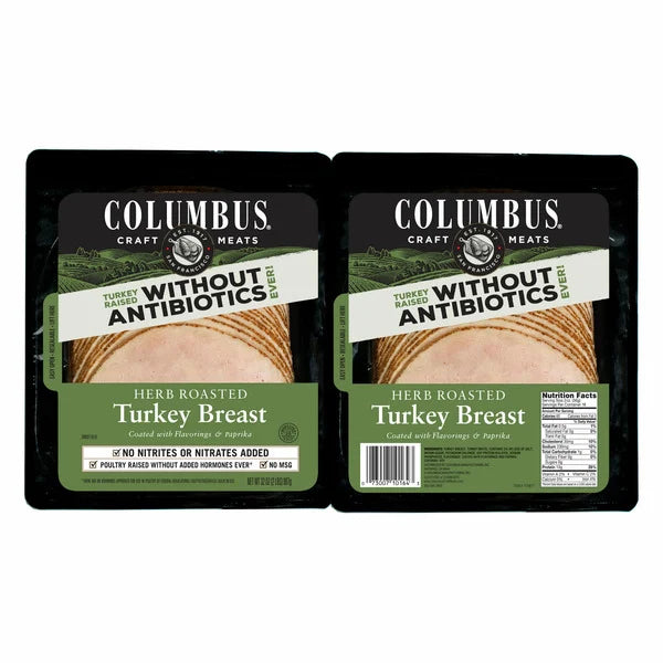 Columbus Herb Roasted Turkey Breast, Sliced, 1 lb, 2 count