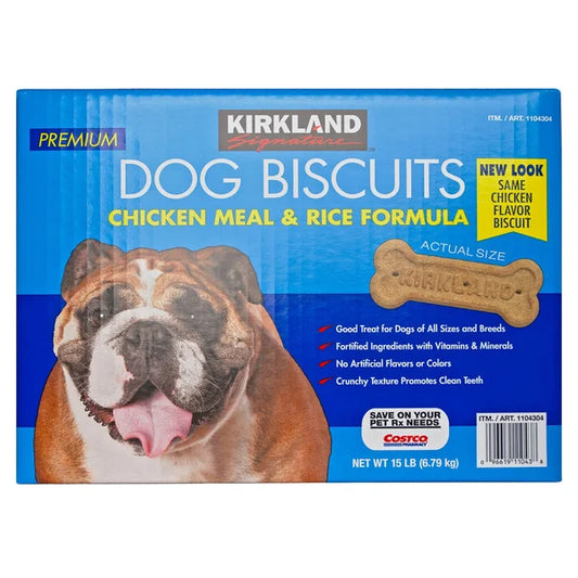 Galletas para perros con fórmula de harina de pollo y arroz de Kirkland Signature, 15 libras