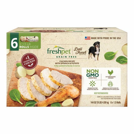 Rollos de pollo sin cereales Freshpet Deli Fresh Grain Free, 1,5 libras, 6 rollos