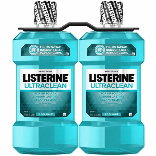 Listerine UltraClean Coolmint Mouthwash, 1.5 Liter, 2-count