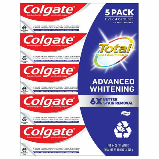 Colgate Total Advanced Whitening Toothpaste, 6.4 oz, 5 count