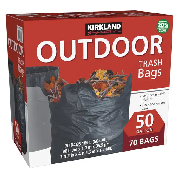 Bolsa de basura para exteriores de 50 galones de Kirkland Signature, 70 unidades