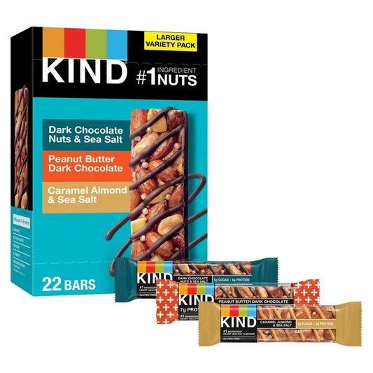 Barra de frutos secos KIND, paquete variado, 1,4 oz, 22 unidades