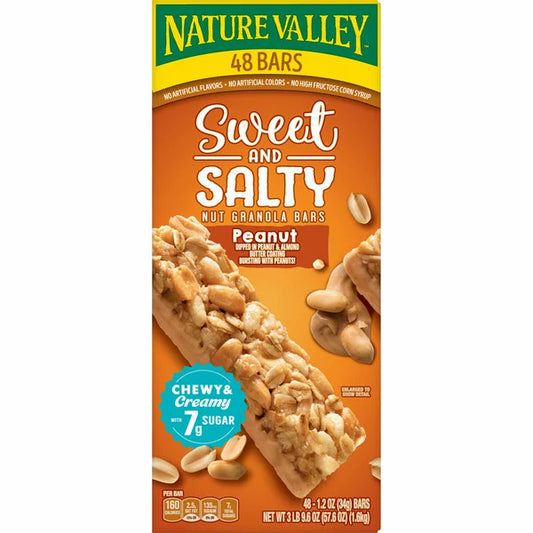 Barra de granola dulce y salada Nature Valley, sabor a maní, 1,2 oz, 48 unidades