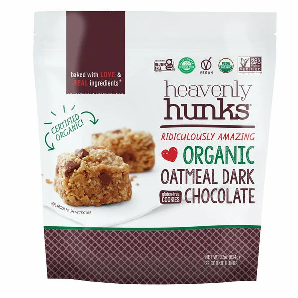 Galletas de avena orgánica con chocolate negro Heavenly Hunks de E&amp;C, 22 oz