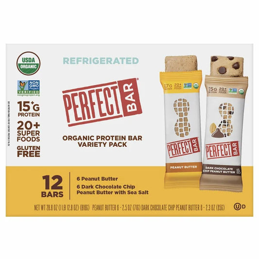 Perfect Bar Refrigerated Organic Protein Bar, Variety, 12-count