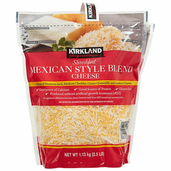 Kirkland Signature Shredded Mexican Style Blend Cheese, 2.5 lbs, 2-count