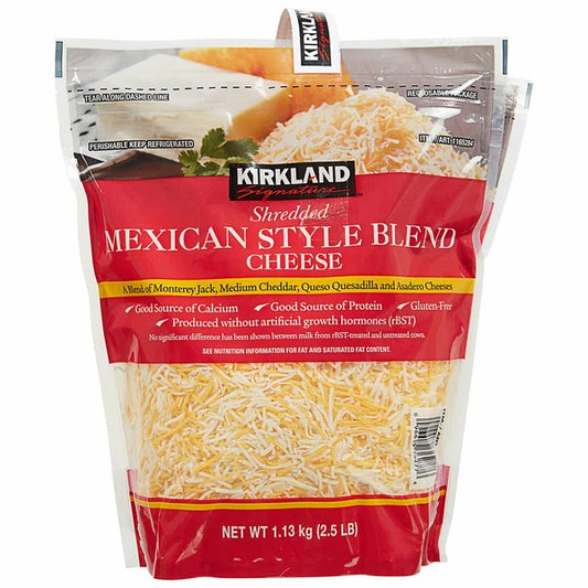 Kirkland Signature Shredded Mexican Style Blend Cheese, 2.5 lbs, 2-count