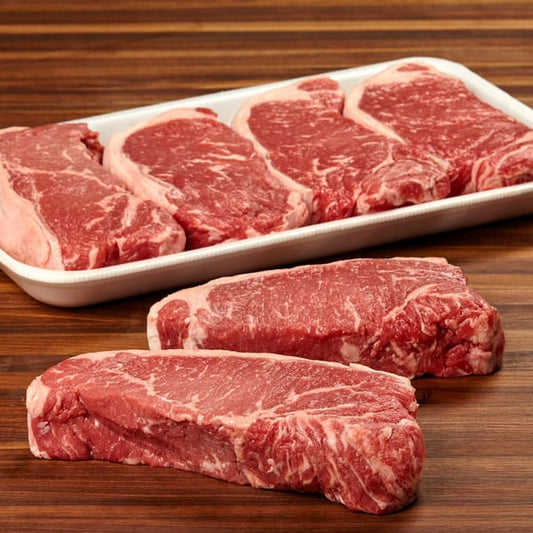 Kirkland Signature USDA Choice Beef Loin New York Steak Boneless.   Final price depends on the actual weight of your items, as selected by your shopper.