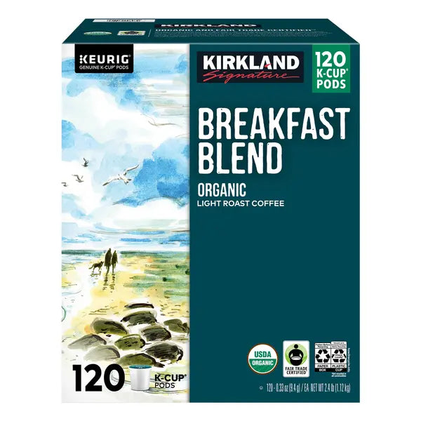 Kirkland Signature Coffee Organic Breakfast Blend K-Cup Pod, 120-count