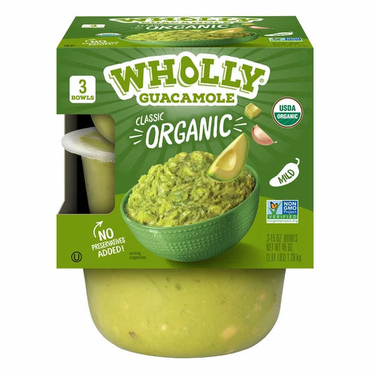 Wholly Guacamole Organic Mild Guacamole, 15 oz, 3-count