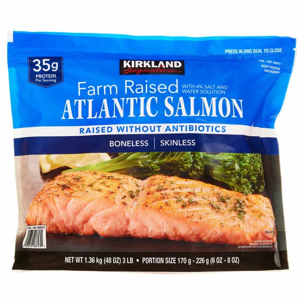 Kirkland Signature Farmed Atlantic Salmon, 6 oz - 8 oz Center-Cut Portion, 3 lbs