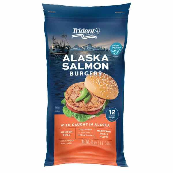 Trident Seafoods Alaskan Salmon Burgers, 48 oz