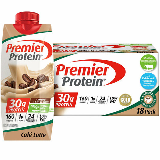 Premier 30g Protein Shakes 11 fl. oz., 18-pack, Cafe Latte